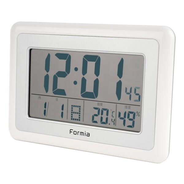フォルミア Formia 電波時計 デジタル 白 置き掛け兼用 カレンダー 表示 10％OFF 湿度 温度 HT-003 大画面 激安