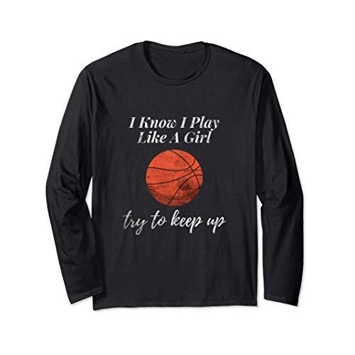 私は女の子のバスケットボールのスポーツゲームの日のように遊ぶことを知っています 長袖Tシャツ