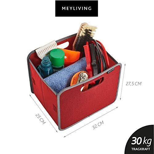 マイリビング(Meyliving) 収納ボックス レッド Sサイズ 幅32x高さ27.5x奥行26.5cm/収納時2cm ポータブル｜shimoyana｜04