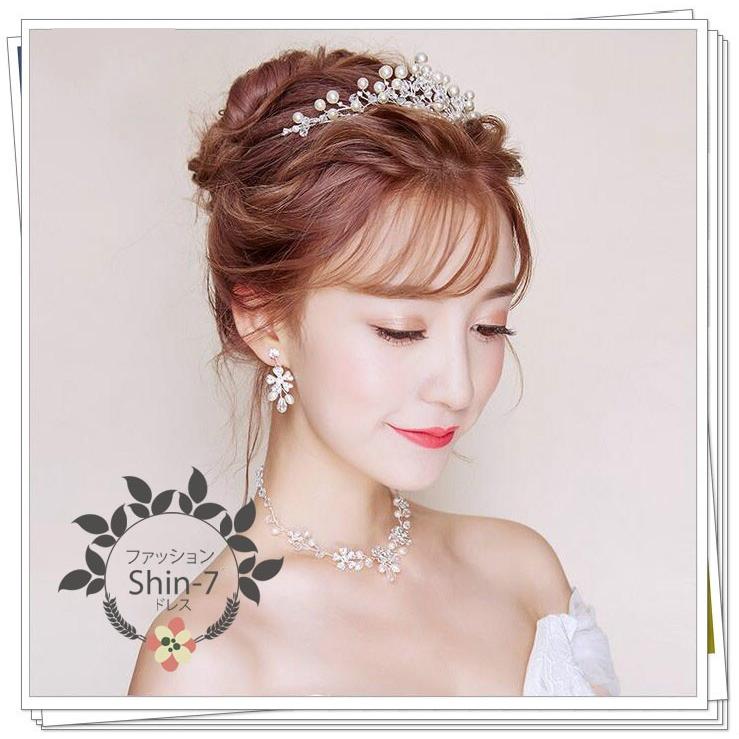 ウエディングヘッドドレス バックカチューシャ 髪飾り ヘアアクセサリー ブライダル 結婚式 二次会 花嫁ティアラネックレスピアス ３点セット Fs003 Shin 通販 Yahoo ショッピング
