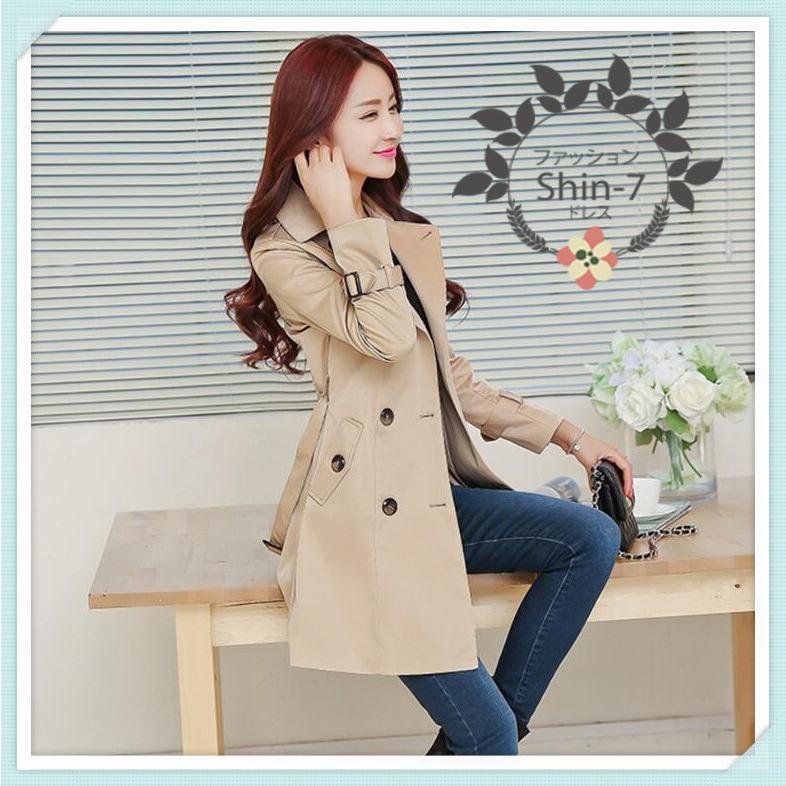 トレンチコート レディース 秋 ショート ミディアム 春 夏 コート 40代 30代 アウター 通勤 ベージュ 紺長袖 Fy001 Shin 通販 Yahoo ショッピング