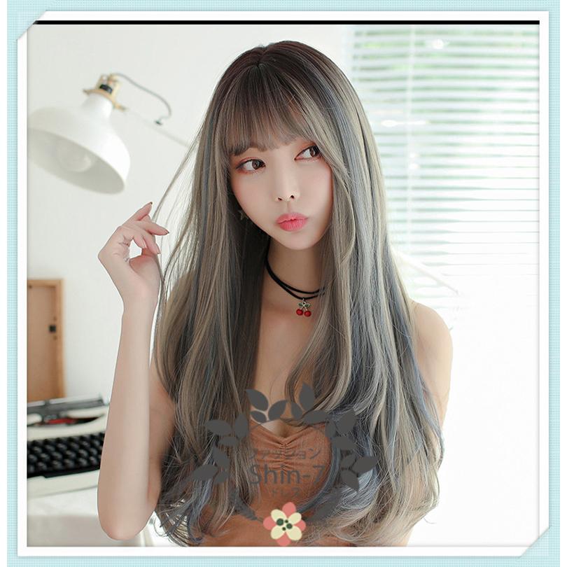 ウィッグ ロング 自然 マーケット フルウィッグ ウイッグ セミロング グラデーション ウルフ 金髪 医療用 かつら 黒髪 レイヤー 姫髪 ミディアム