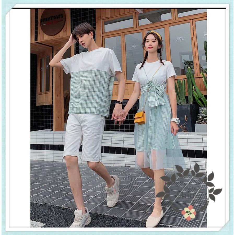 ペアルック カップルtシャツ ワンピース ペアルック半袖 恋人 チェック柄 カップル夏服 デート着 新作 単品売り Shman254 Shin 通販 Yahoo ショッピング