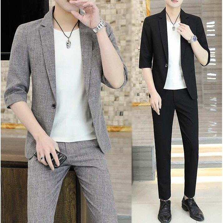 人気ブランドの シングルスーツ メンズ スーツ 夏 細身スーツ 2点セット 韓国風 パンツ 7分丈ジャケット メンズスーツ 上下セット パンツスーツ カジュアルスーツ スーツ メンズ スリムスーツ セットアップ ビジネススーツ カジュアル ビジネススーツ Www Mohanvilaas Com