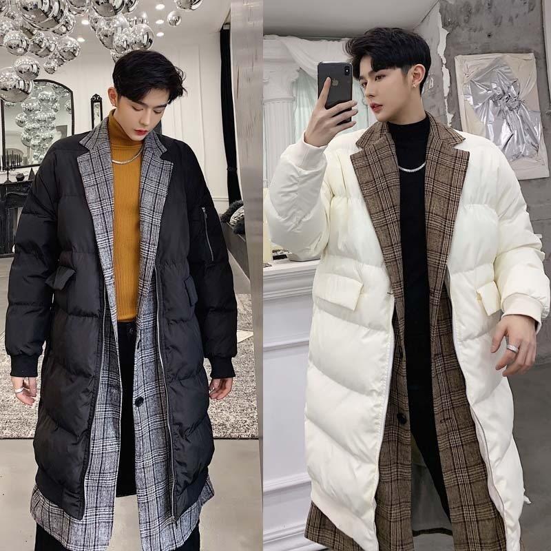 21年春の フェイクレイヤード ダウンコート 紳士服 男性用コート メンズコート 韓国風 男性用 秋冬 お兄系 中綿ジャケット ビジネスコート 厚手上着 アウター ダウンジャケット 中綿コート ロングコート オーバー 通学 通勤 重ね着 コート アウター Www Affaires
