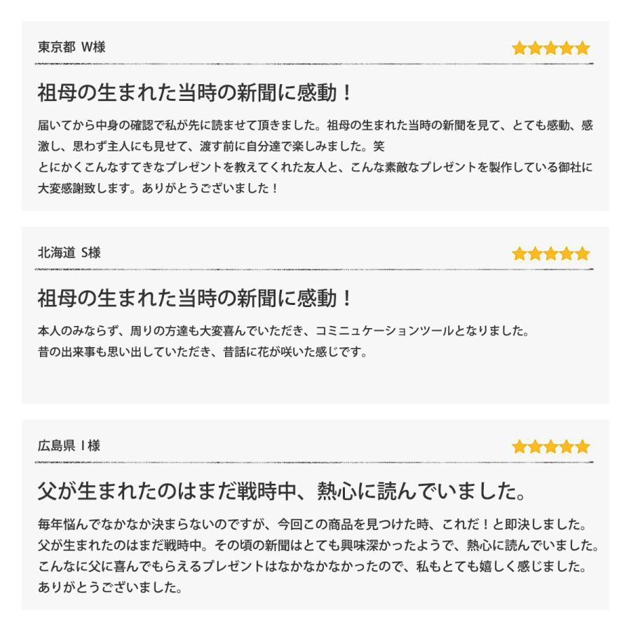 お誕生日新聞 生まれた日の新聞 誕生日 プレゼント プチギフト 記念品 女性 男性 80代 70代 60代 父 母 祖父 祖母 両親 1940〜1960年生まれ ラミネート 加工｜shinbun20｜10