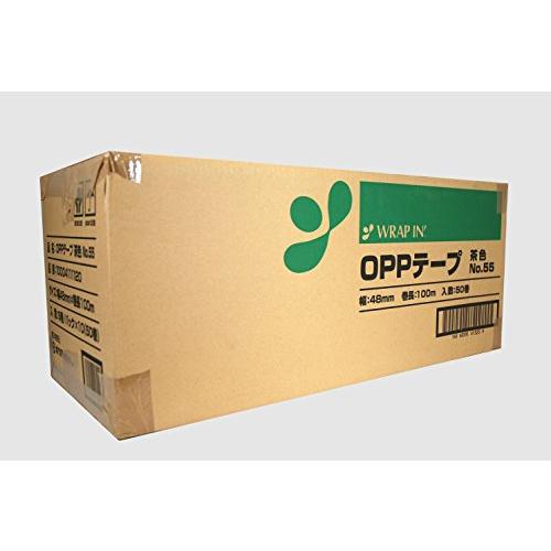 ホリアキ　ラップイン　OPPテープ　#55　50巻入　48mm×100m巻　茶　OP-55-BR