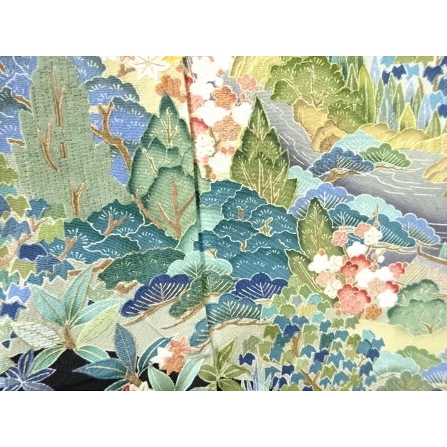 リサイクル　作家物　遠山に寺院風景模様刺繍留袖(比翼付き)｜shinei｜10