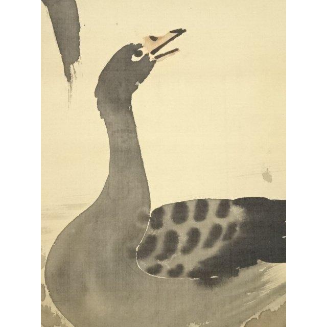 ys6041230; 田結荘千里筆　芦雁図　肉筆絹本掛軸（保護箱）【道】_4