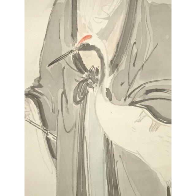 ys6041435; 大正甲虎（1914年） 森村宜稲筆 寿星図 肉筆絹本掛軸（共箱