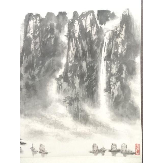 ys6071536; 柯良筆　雲山軽舟　肉筆紙本掛軸【道】_2