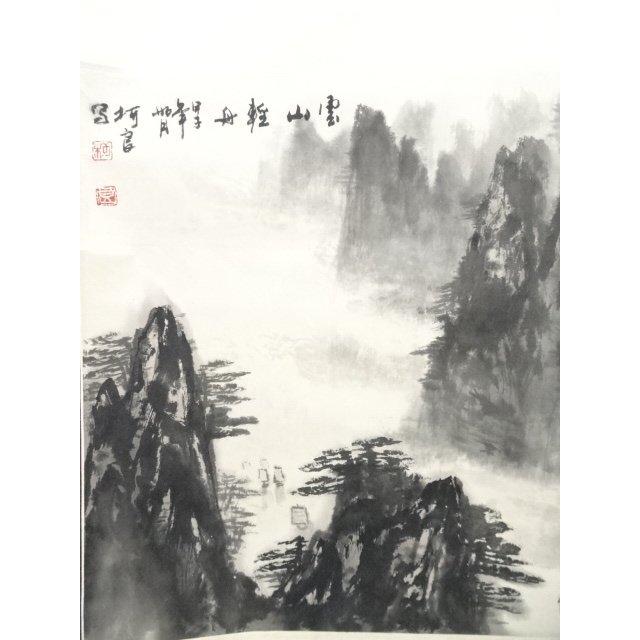 ys6071536; 柯良筆　雲山軽舟　肉筆紙本掛軸【道】_3