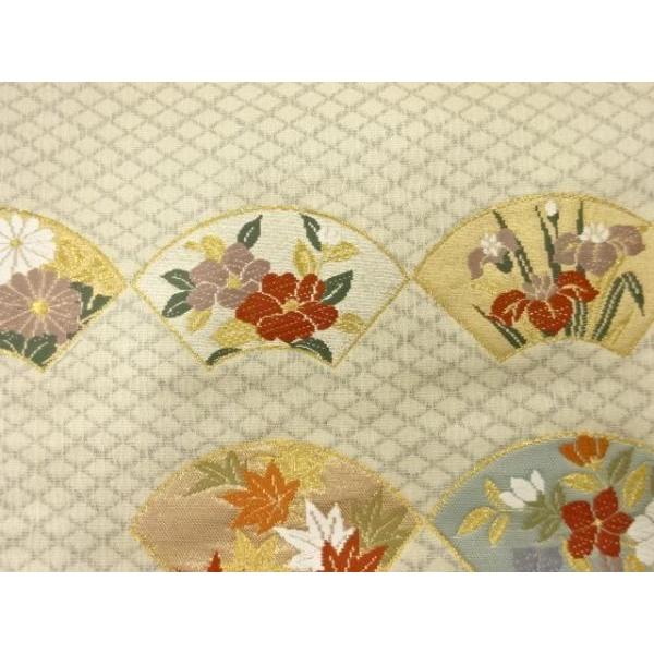 織悦 袋帯 丸 花模様 雪輪 着物 051w p