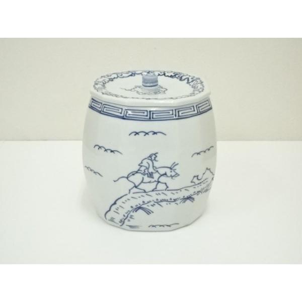 【茶道具】手塚祥堂造　染付菱馬食籠　堀内宗完書付（共箱） 茶道具】手塚祥堂造 染付菱馬食籠 堀内宗完書付（共