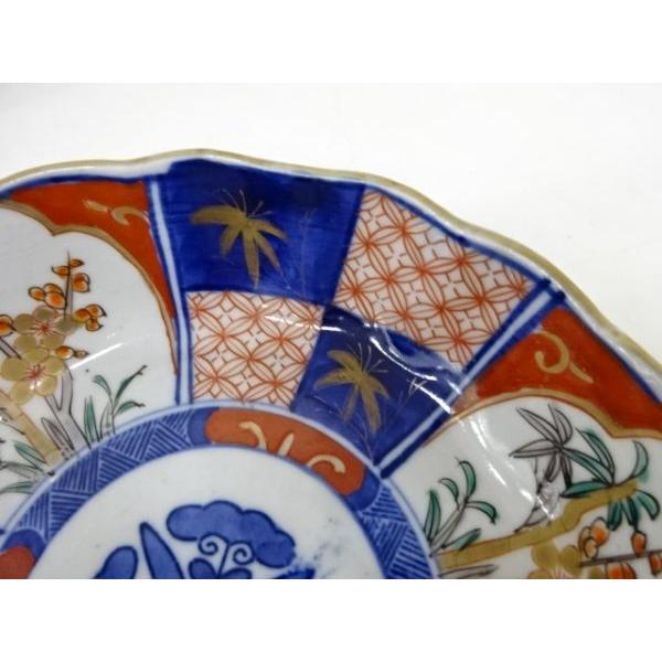 古伊万里 染付 陽刻 深皿 膾皿 唐人 韃靼人 江戸 アンティーク 金継ぎ