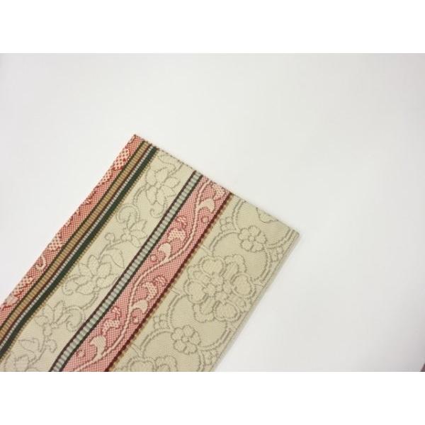 ys7101795; 本場筑前博多縞に花唐草模様織出し名古屋帯