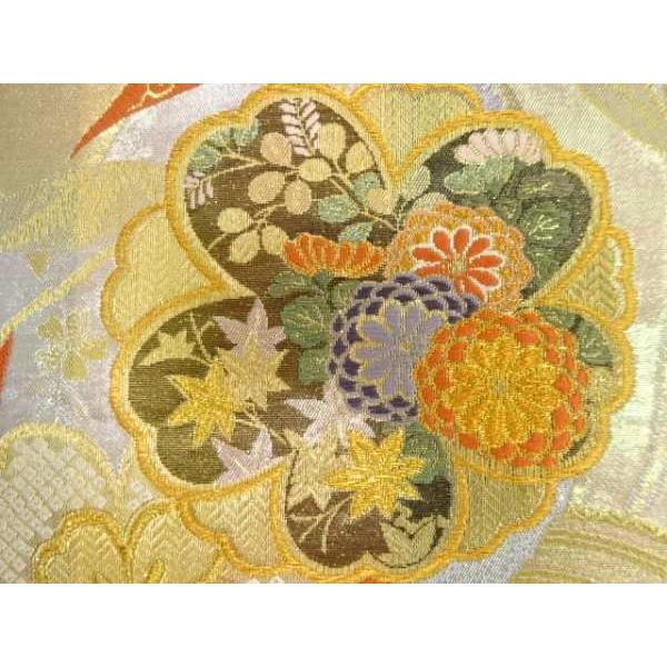 ys7104657; 佐賀錦 束ね熨斗に枝垂れ桜模様織り出し振袖用袋帯  