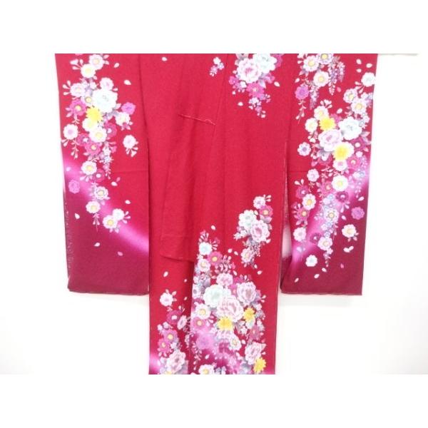 振袖仮絵羽未仕立て品八掛付き正絹茶系絞り金通し落款入り辻ヶ花