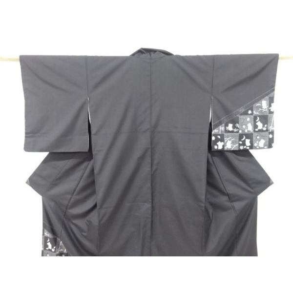 ys7123522; 汕頭蘇州刺繍市松にみみずく・桜楓模様本場泥大島紬