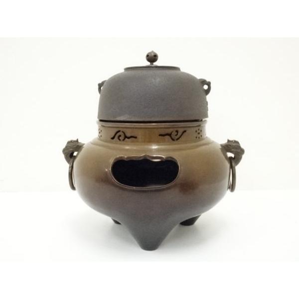 ys7147371; 寛斎造 唐銅鬼面風炉（佐藤清光釜添）（電熱器・前瓦・底瓦