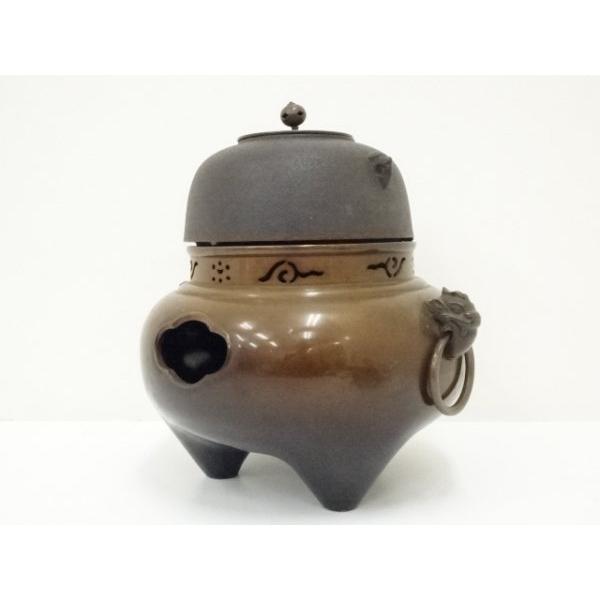 ys7147371; 寛斎造 唐銅鬼面風炉（佐藤清光釜添）（電熱器・前瓦・底瓦