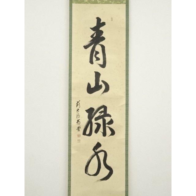 4100 紫野洞雲 「青山緑水」 共箱 肉筆 紙本 掛軸 臨済宗 大徳寺 禅語