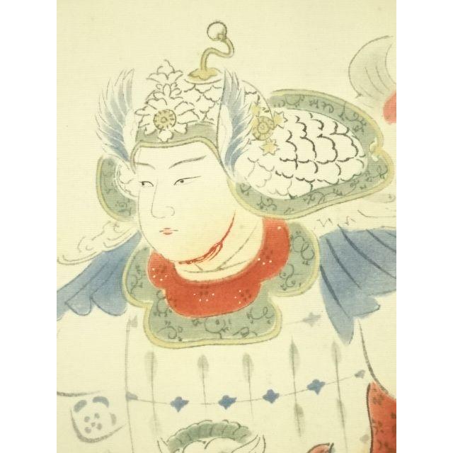 ys7159980; 菊池契月 武者図 印刷工芸 絹本掛軸（保護箱）【道