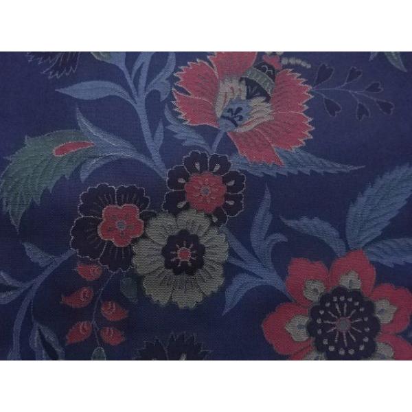 正絹 袋帯《生成り 藍 可愛らしい四角模様》 正絹 袋帯《生成り