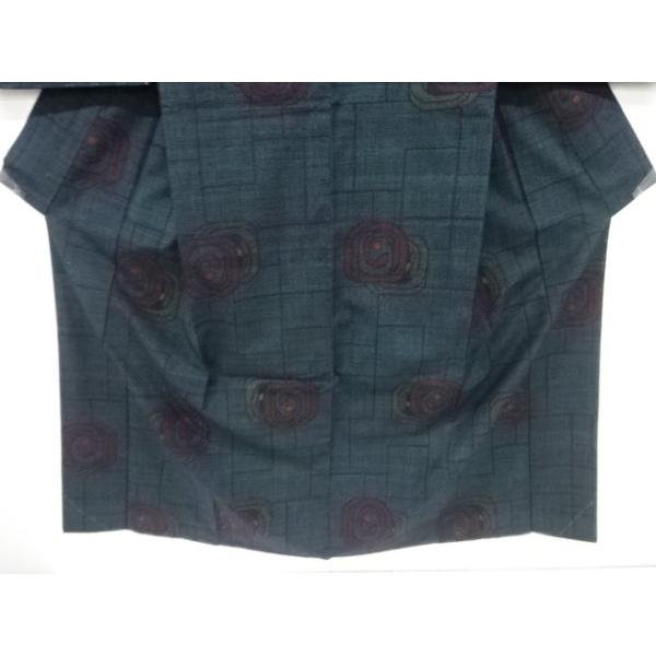 証紙付き＜重要無形文化財本場結城紬＞80亀甲 花模様 本場結城紬 80