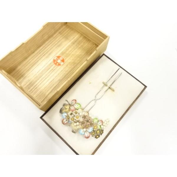 ys7194972; 長崎銀細工 Ag96％ 七宝 パール 簪（21.85g  