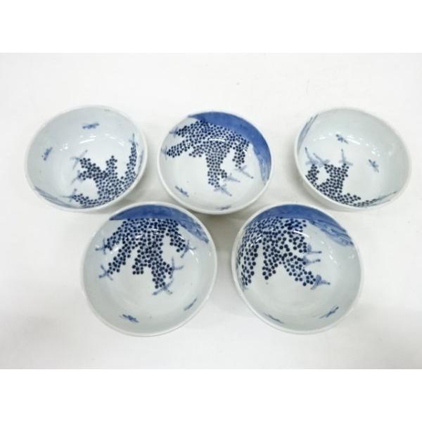 魯山人写し　中垣連次作　秀峰窯　染付赤絵絵変り　小丼　5個　多用鉢　麺鉢 魯山人写し 中垣連次作 秀峰窯 染付赤絵絵変り 小丼 5個 多用鉢 麺鉢