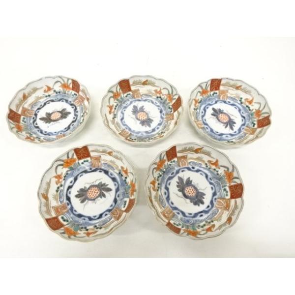 古伊万里 色絵三方柘榴鳥文様七寸皿 8枚 直径21.8㎝ 料理