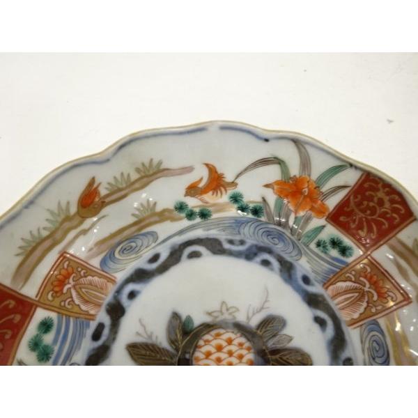 古伊万里 色絵三方柘榴鳥文様七寸皿 8枚 直径21.8㎝ 料理