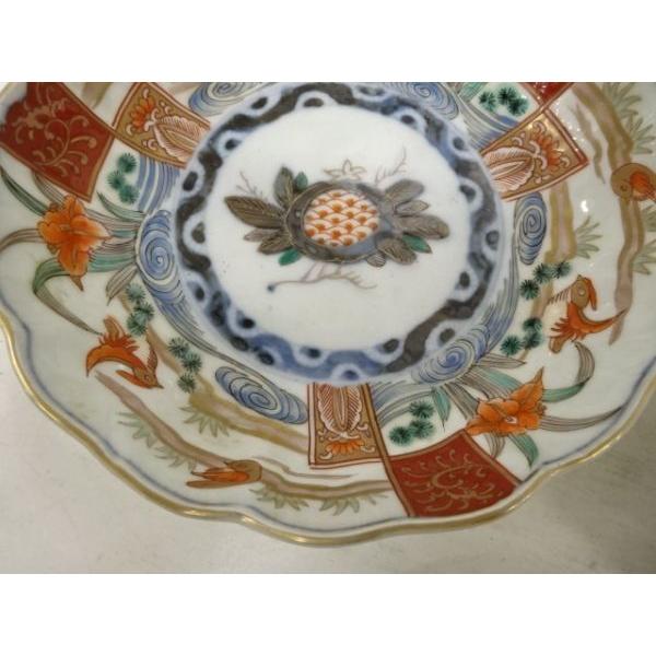 古伊万里 色絵三方柘榴鳥文様七寸皿 8枚 直径21.8㎝ 料理