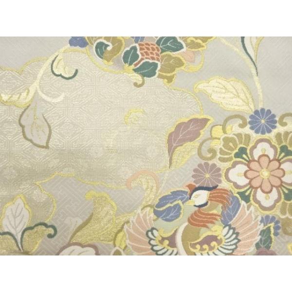 ☆ 袋帯 唐織 美しい華柄模様 菱形 金糸 裏柳色 O-5753 唐織袋帯(七宝花菱文) | 商品紹介 | 染と織たかはし 袋帯 リバーシブル