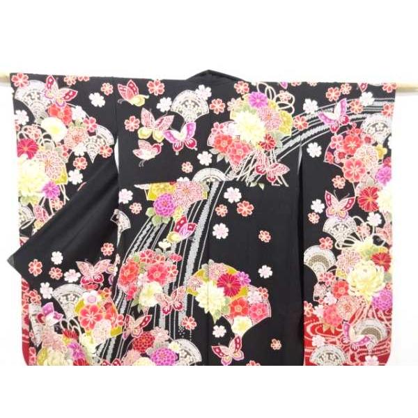 ys7303962; 青海波に蝶・菊・桜模様刺繍振袖(内袖付き) : kimono