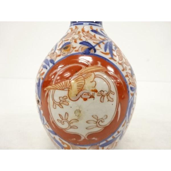 ys7307092;  【能面】 古伊万里　染付　赤絵　鳳凰に花唐草　瓢花入【道】