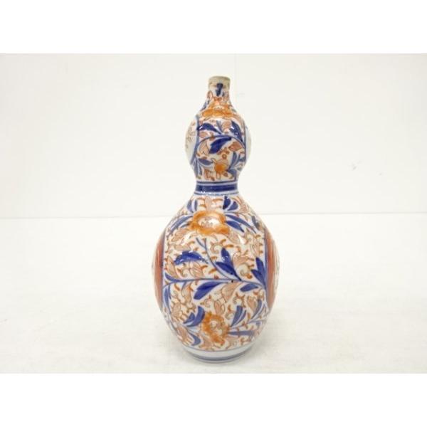 ys7307092;  【能面】 古伊万里　染付　赤絵　鳳凰に花唐草　瓢花入【道】