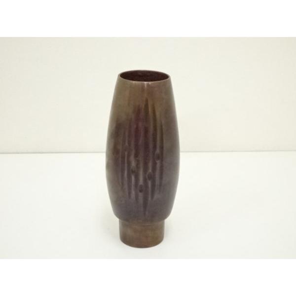 送料無料　新潟無形文化財　原 惣右エ門三代晴雲造　斑紫銅花瓶　共箱・栞 ys7340455; 原惣右エ門（晴雲）造 斑紫銅花瓶（共箱）【道】 ys7340455