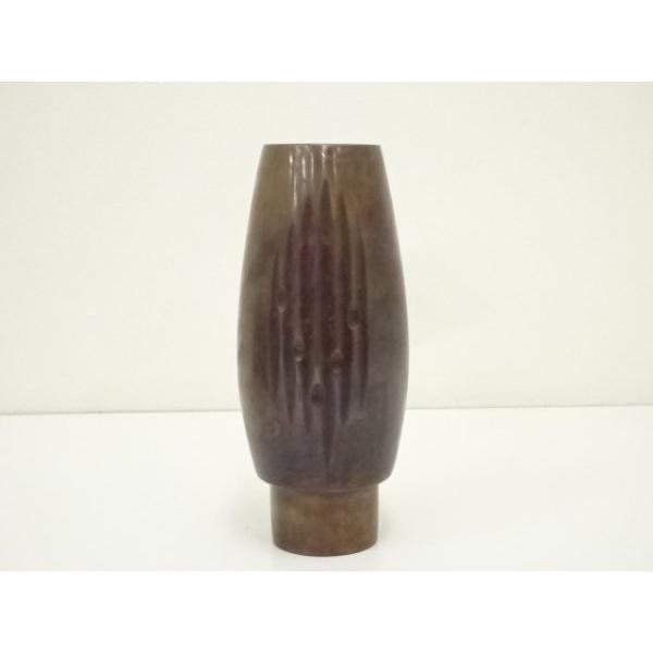 ys7340455; 原惣右エ門（晴雲）造 斑紫銅花瓶（共箱）【道】 ys7340455