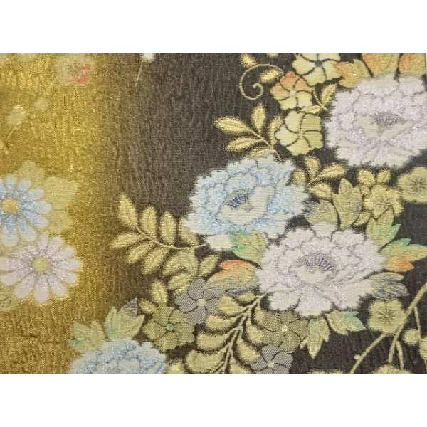 ヴィンテージ中国美術絹絵牡丹鳥図 額縁付き インテリアビンテージ