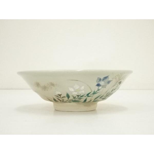 ys7380090; 京焼 三浦竹軒造 秋草図平茶碗（共箱）【道】