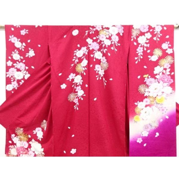 振袖 仮絵羽 青柳 金駒 金彩 金通し 紋意匠 正絹 未仕立て 八掛付き