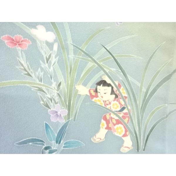 平和屋着物○本場大島紬 一元7マルキ 流水文 正絹 逸品 AABD6416cs