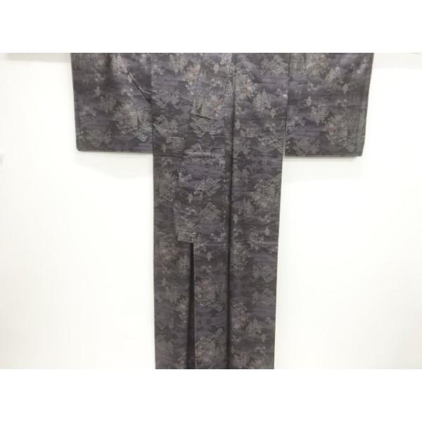 平和屋着物＊夏物 アンティーク 大正ロマン 小紋 紗 立波文 AABC9856jd