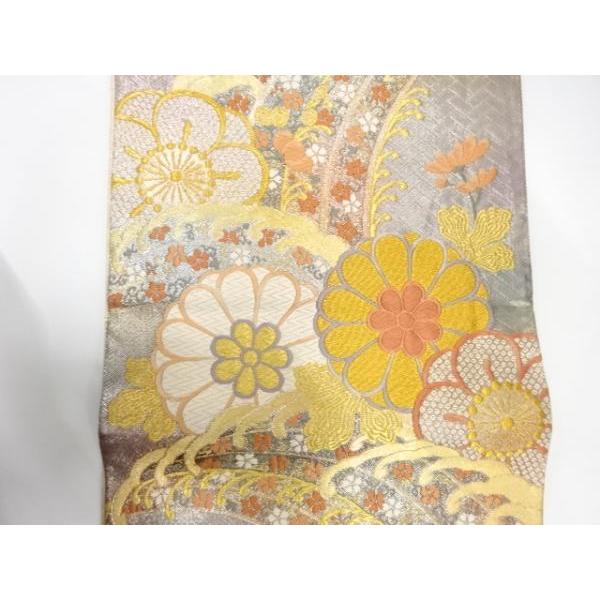 ys7741743; 荒波に花模様織り出し　振袖用袋帯【着】_1