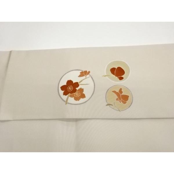 ys7774695; 塩瀬金彩金駒刺繍丸文に桜・花葉・実模様名古屋帯【着