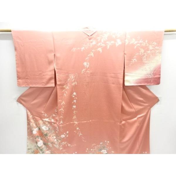 ys7775451; 未使用品　草花に蝶模様一つ紋訪問着【着】_1