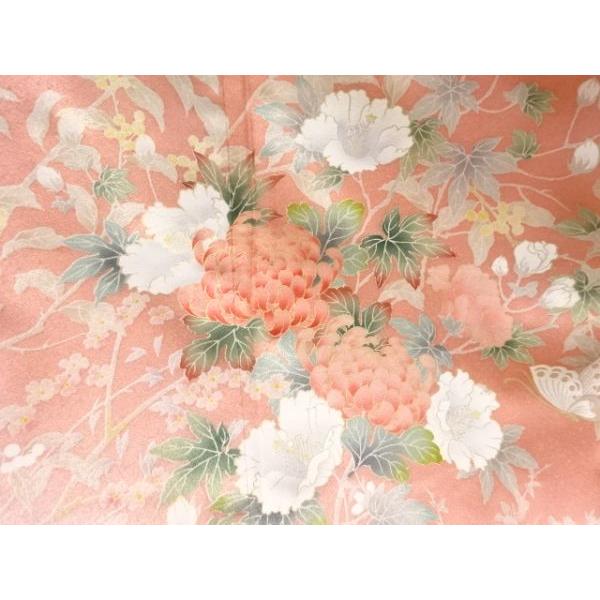 ys7775451; 未使用品　草花に蝶模様一つ紋訪問着【着】_3