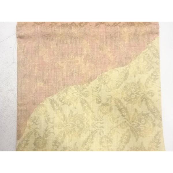 ys7780415; 手織り紬　霞に花更紗模様織り出し　袋帯【着】_1